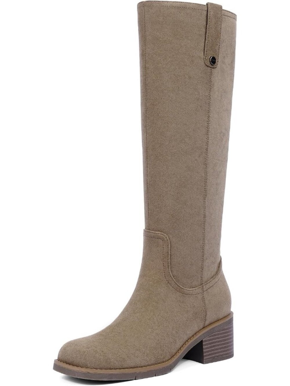 Women's Green Faux Leather Knee High Chunky Block Heel Square Toe Fashion Boots